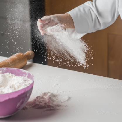 flour sprinkled on the table