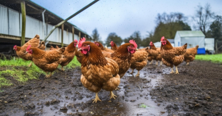 Chicken-walking-on-mud